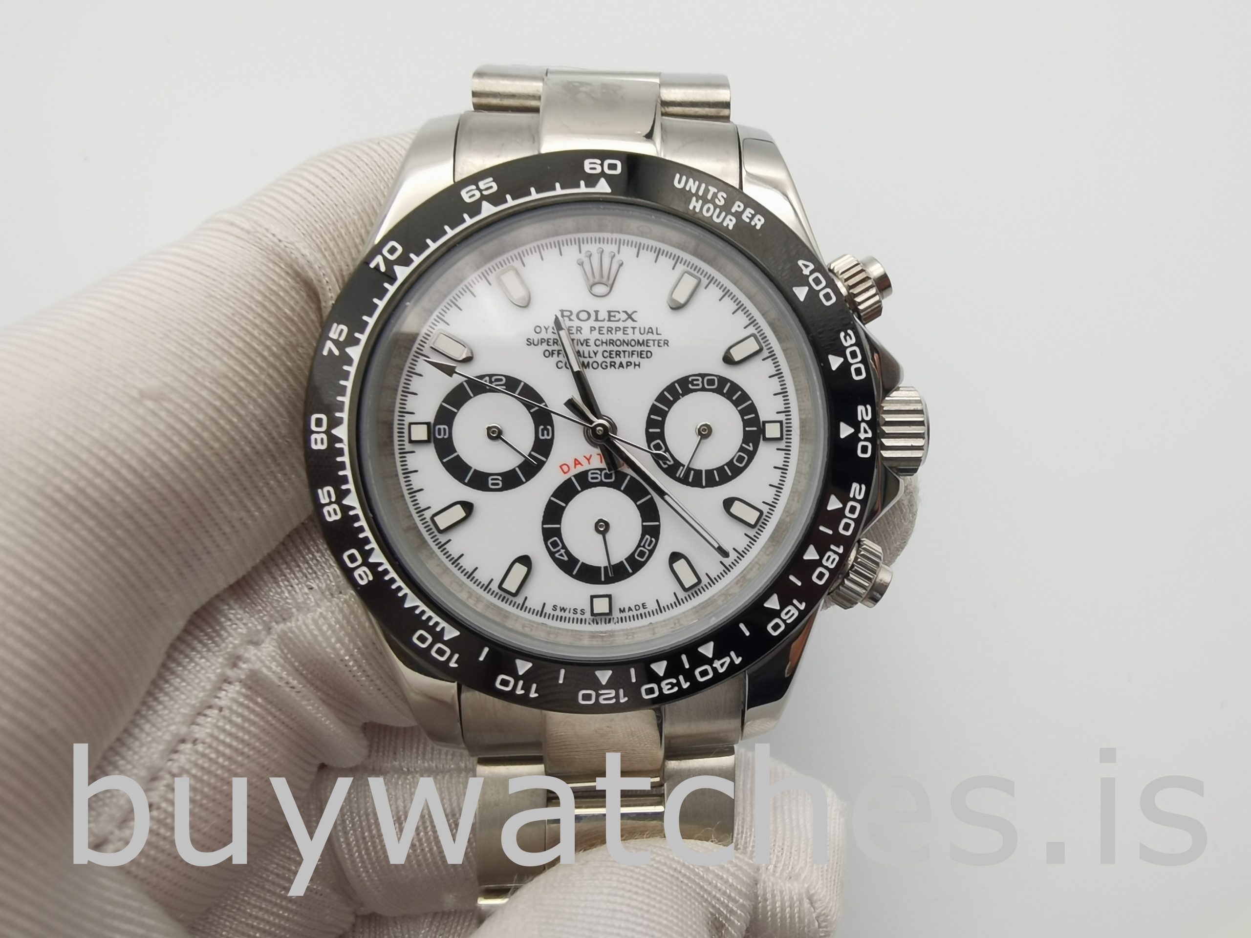 Rolex Daytona 116500 Montre automatique 4130 pour homme à cadran blanc 40 mm