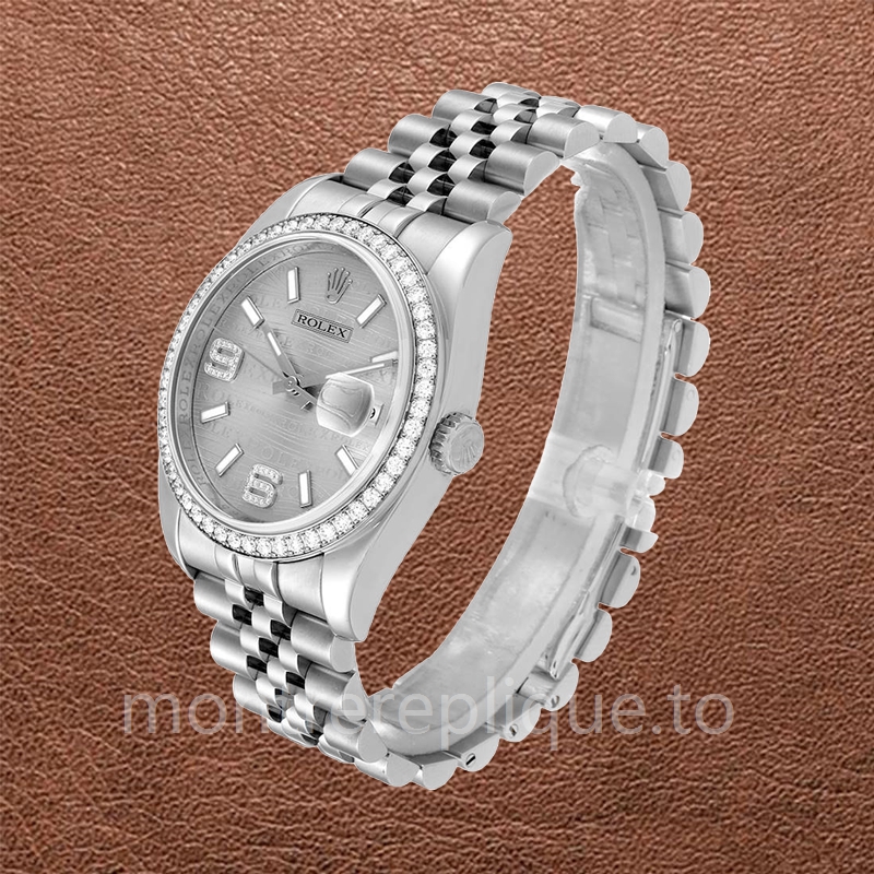 Rolex Datejust 116244SWDAJ Pour des hommes Cadran Vague d'Argent Argenté - Image 3