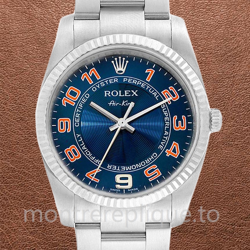 Rolex Air-king 114234BLAO 36mm Pour des hommes Argenté Automatique
