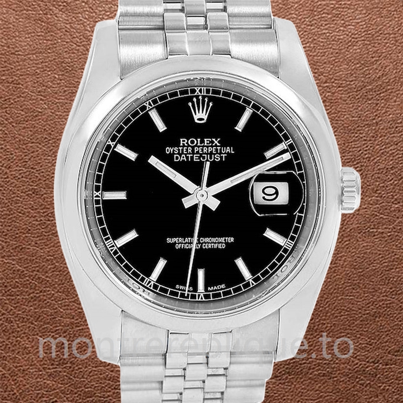 Rolex Datejust 36mm 116200BKSJ Pour des hommes Argenté Cadran noir