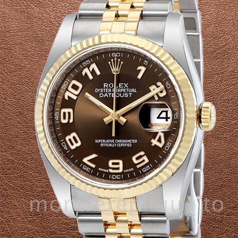 Rolex Datejust Pour des hommes 116233BRAJ Cadran Marron Automatique Argenté
