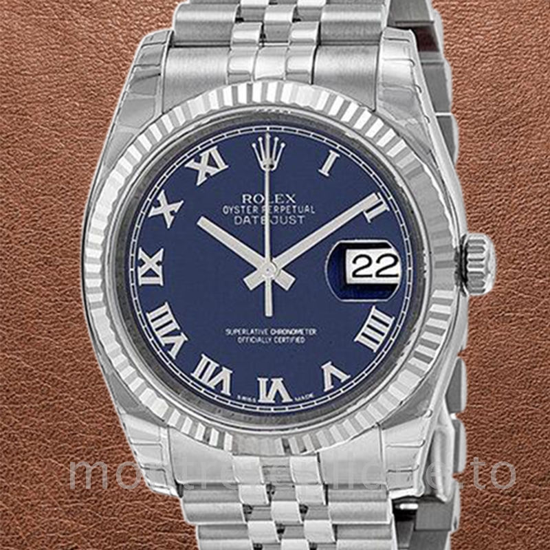 Rolex Datejust Pour des hommes 116234BLRJ Cadran bleu Bracelet
