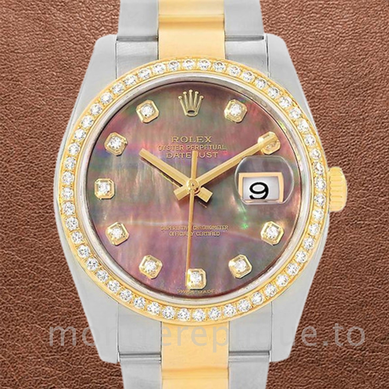 Rolex Datejust Pour des hommes 116243BKMDO Nacre Argenté Oysterlock