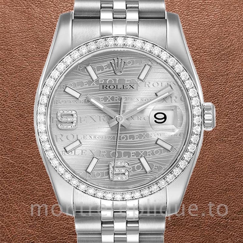 Rolex Datejust 116244SWDAJ Pour des hommes Cadran Vague d'Argent Argenté