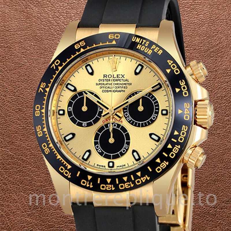 Rolex Daytona Pour des hommes 116518CBKSR Cadran Noir Ton d'or élastique