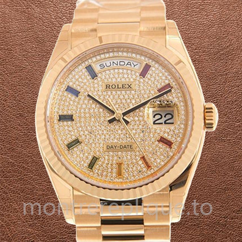 Rolex Day-date 36mm Unisexe m128238-0051 Regardez Cadran pavé de diamants