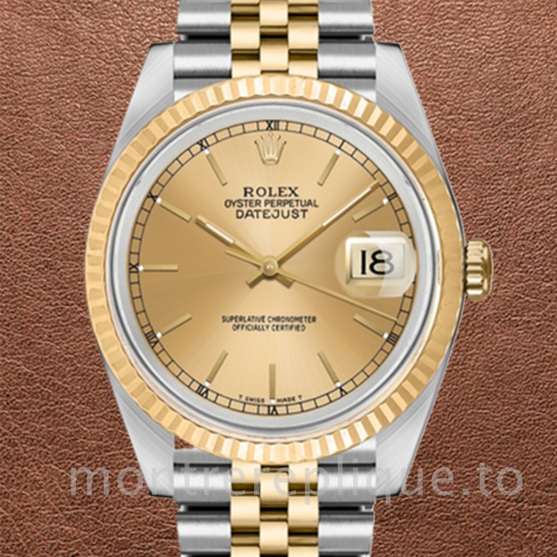 Rolex Datejust 36 16233CSJ Pour des hommes Argenté Cadran Or 36mm