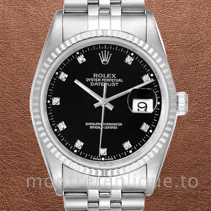 Rolex Datejust 16234BKDJ Pour des hommes 36mm Cadran Noir