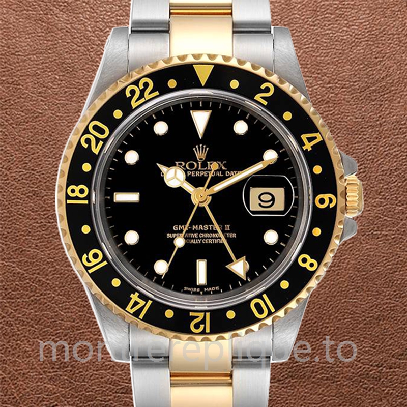 Rolex Gmt Master Pour des hommes 40mm 16713BKSO Bracelet Huître Cadran noir