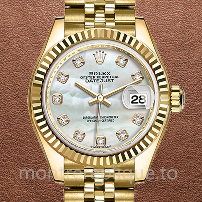 Rolex Datejust Dames 28mm m279178-0025 Cadran en nacre Ton d'or