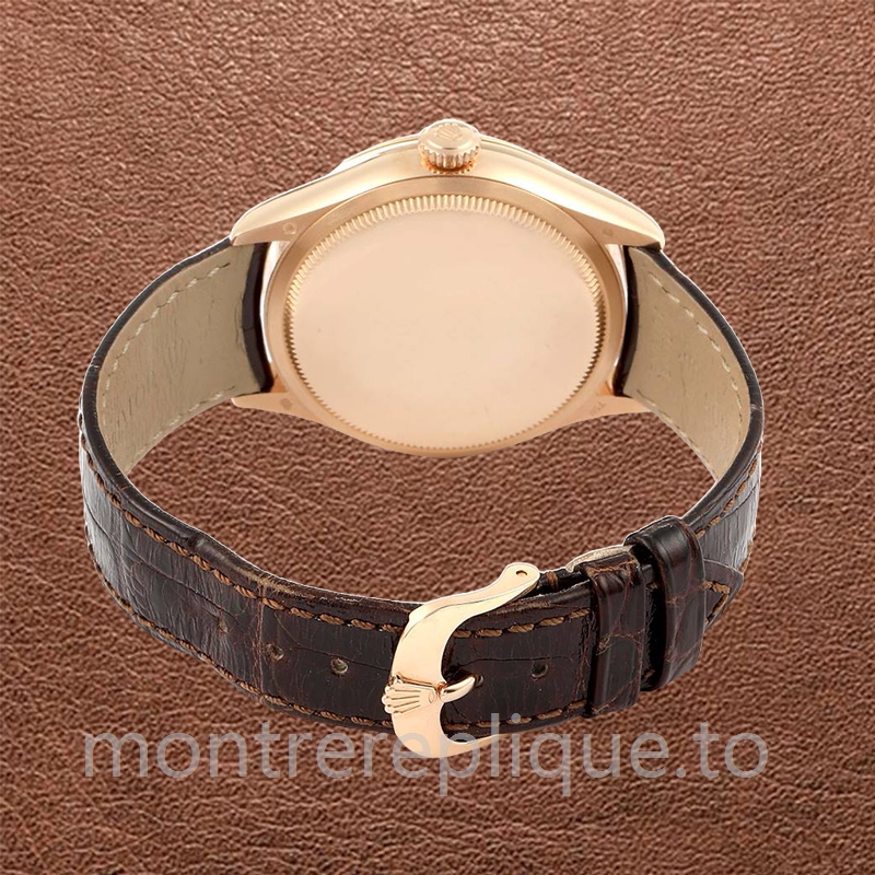 Rolex Cellini Pour des hommes 39mm m50525-0008 Bracelet en cuir Cadran argenté - Image 4