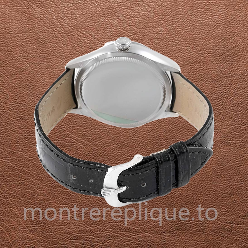 Rolex Cellini 39mm m50529-0006 Pour des hommes Bracelet en cuir Argenté - Image 4