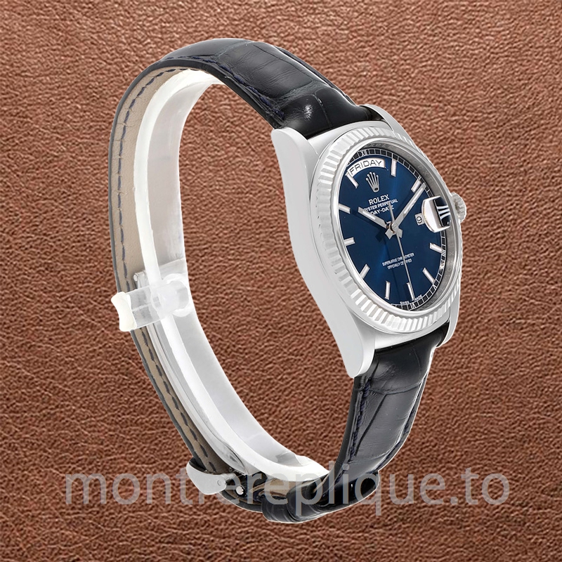Rolex Day-Date 36mm 118139-L Pour Des Hommes Bracelet En Cuir Argenté - Image 3