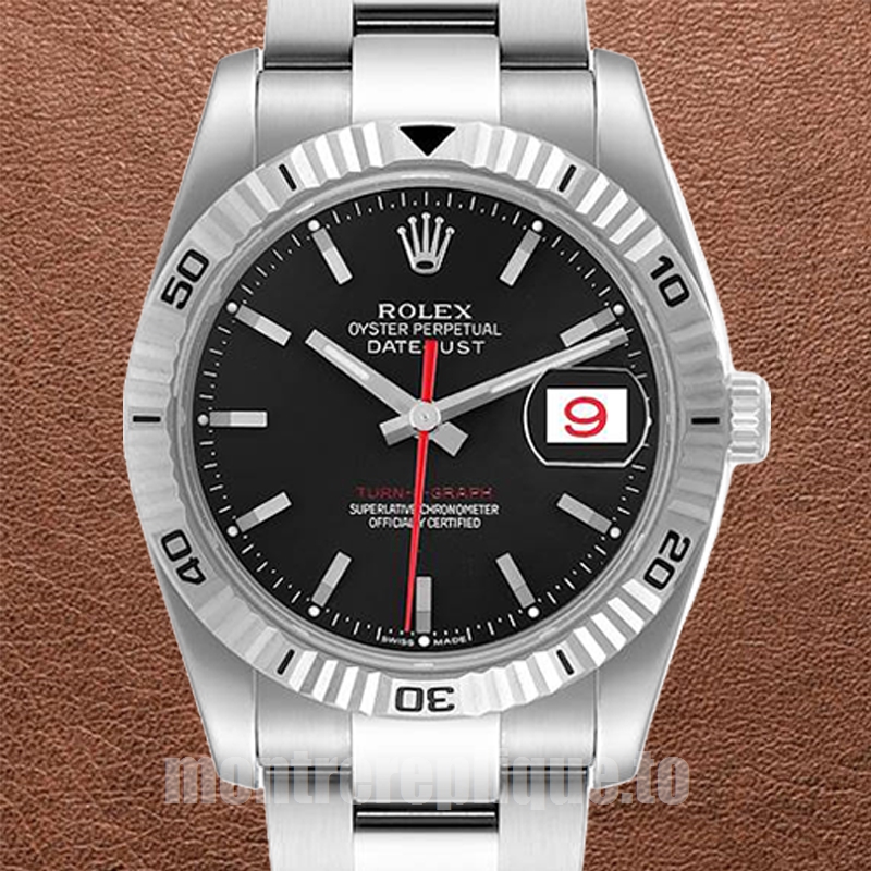 Rolex Datejust Turn-o-graph 36mm 116264 Pour des hommes Bracelet Huître Cadran noir