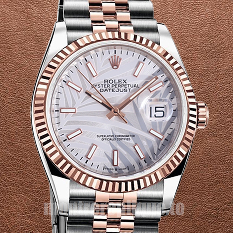 Rolex Datejust 41mm Pour des hommes M126231-0031 Cadran argenté motif palmier