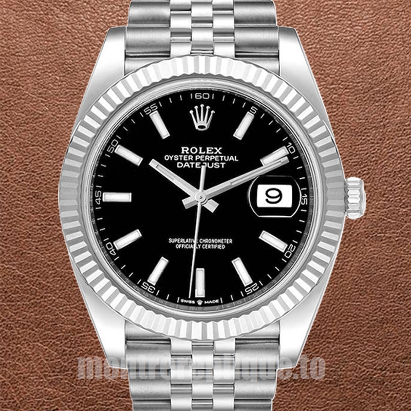 Rolex Datejust m126334-0018 Pour des hommes 41mm Argenté Cadran noir