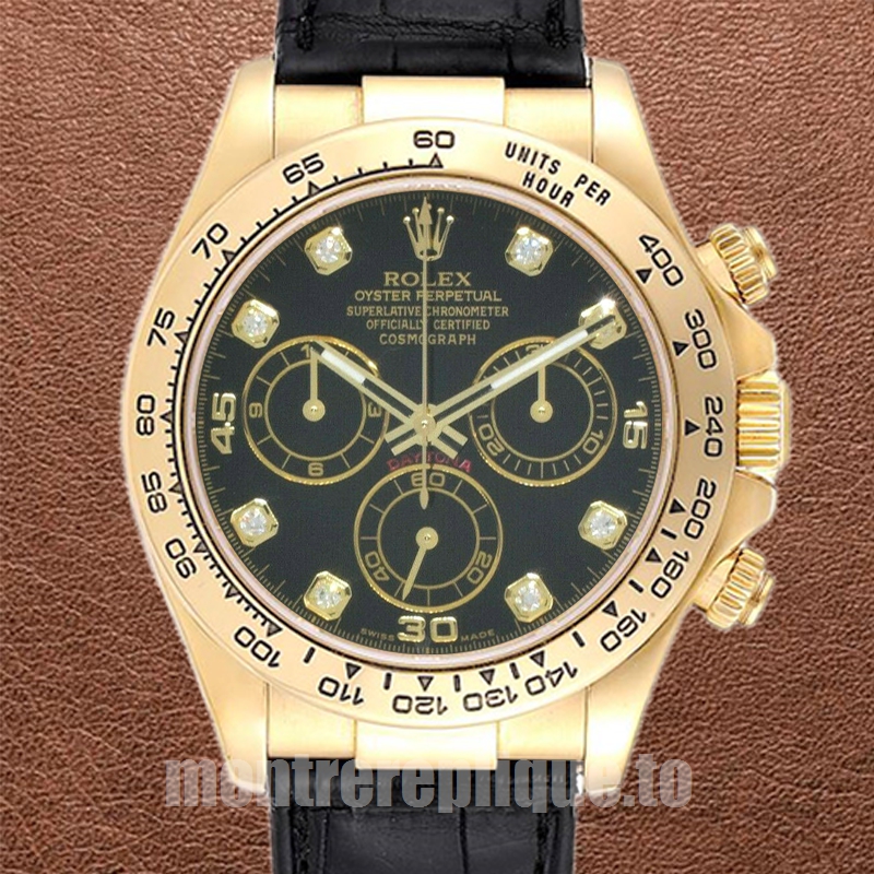 Rolex Daytona Pour des hommes 116518 40mm Bracelet en cuir Ton d'or