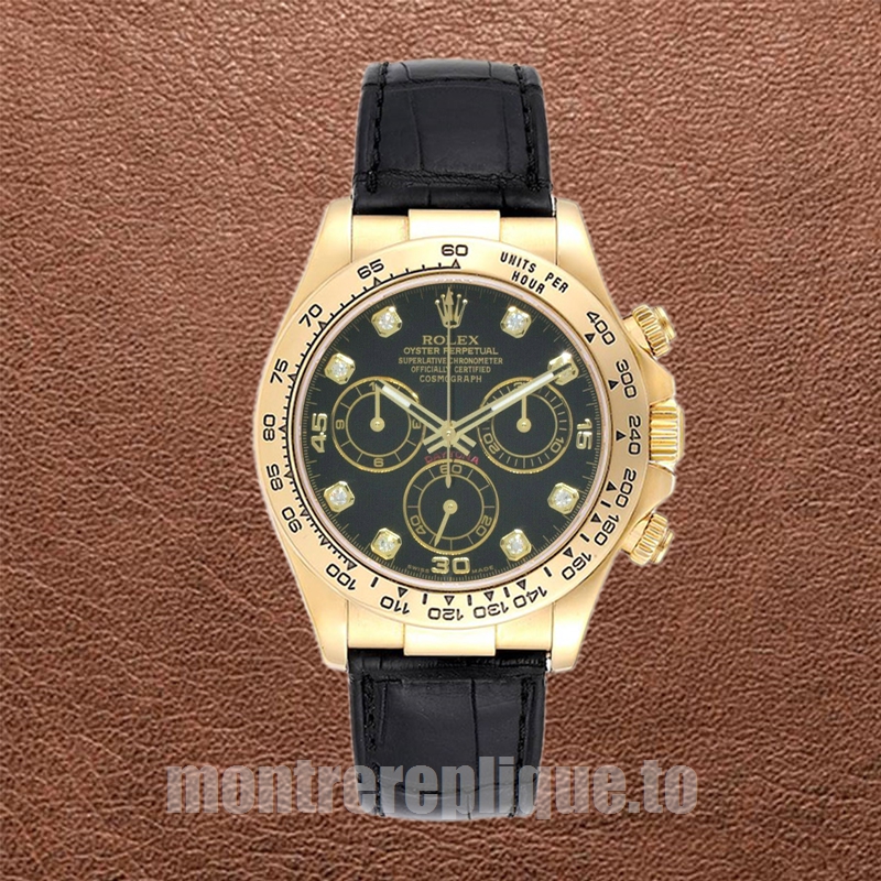 Rolex Daytona Pour des hommes 116518 40mm Bracelet en cuir Ton d'or - Image 2