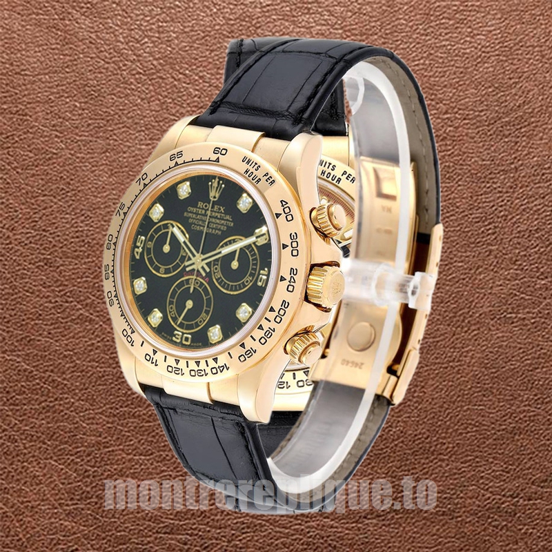 Rolex Daytona Pour des hommes 116518 40mm Bracelet en cuir Ton d'or - Image 3