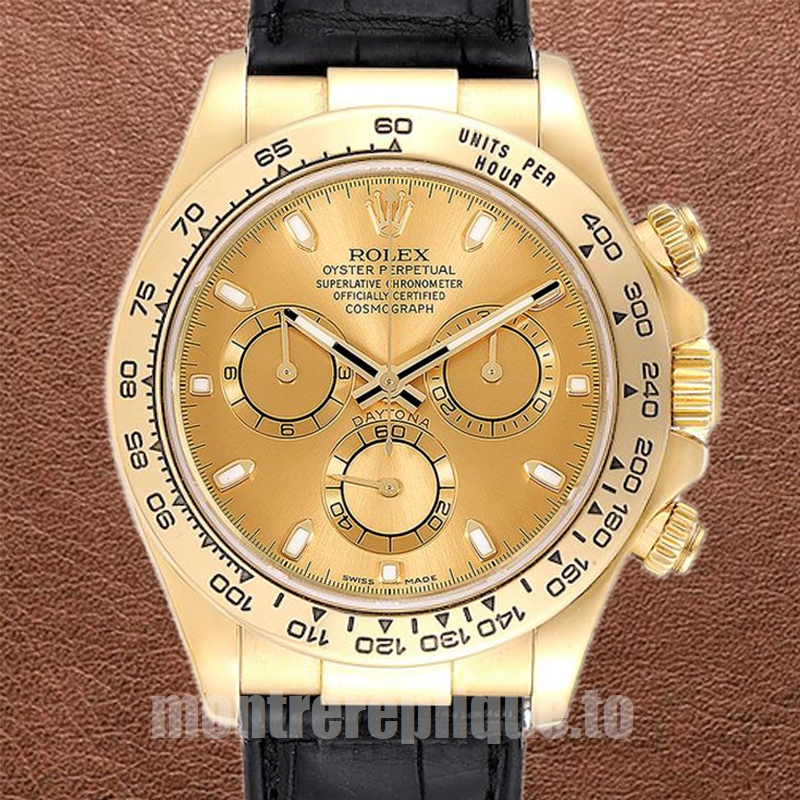 Rolex Daytona Pour des hommes 40mm 116518 Ton d'or Cadran Champagne