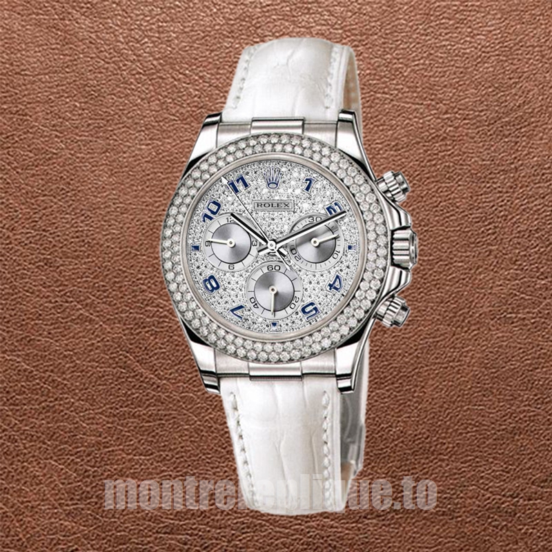 Rolex Daytona 40mm Pour des hommes 116589 Bracelet en cuir Cadran pavé de diamants - Image 2