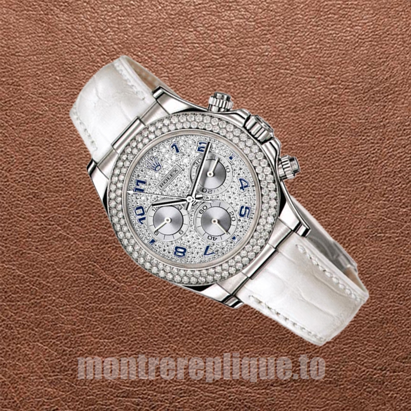 Rolex Daytona 40mm Pour des hommes 116589 Bracelet en cuir Cadran pavé de diamants - Image 3