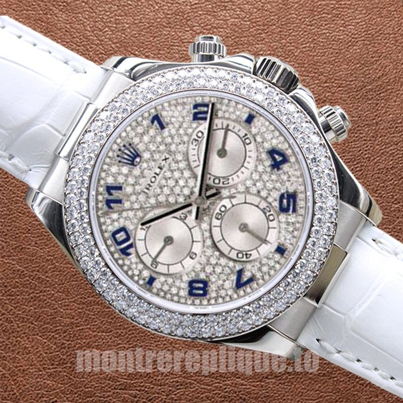 Rolex Daytona 40mm Pour des hommes 116589 Bracelet en cuir Cadran pavé de diamants - Image 4