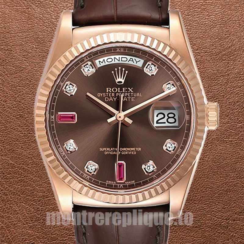 Rolex Day-Date Pour des hommes 36mm 118135-0022 Regardez Cadran marron