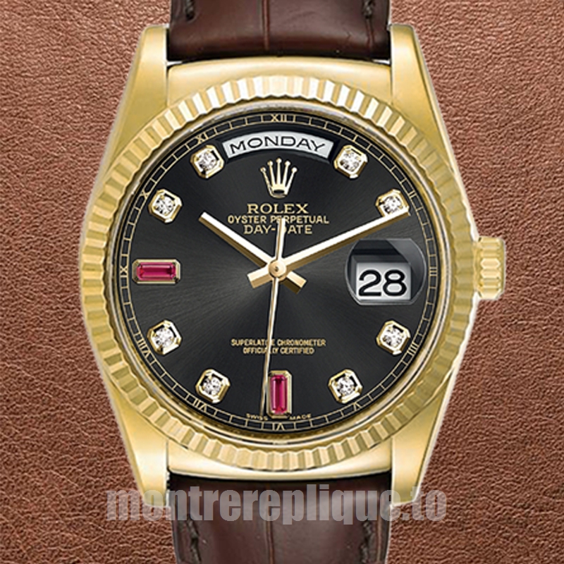 Rolex Day-Date Pour des hommes 36mm 118138 Cadran noir Regardez