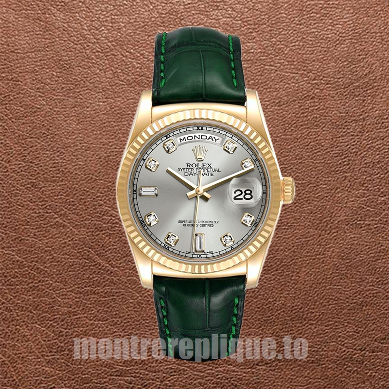 Rolex Day-Date Pour des hommes 36mm m118138-0135 Ton d'or Bracelet en cuir - Image 2