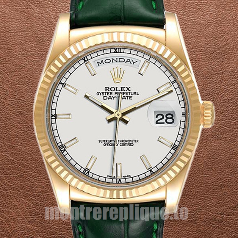 Rolex Day-Date Pour des hommes m118138-0123 36mm Cadran blanc Automatique