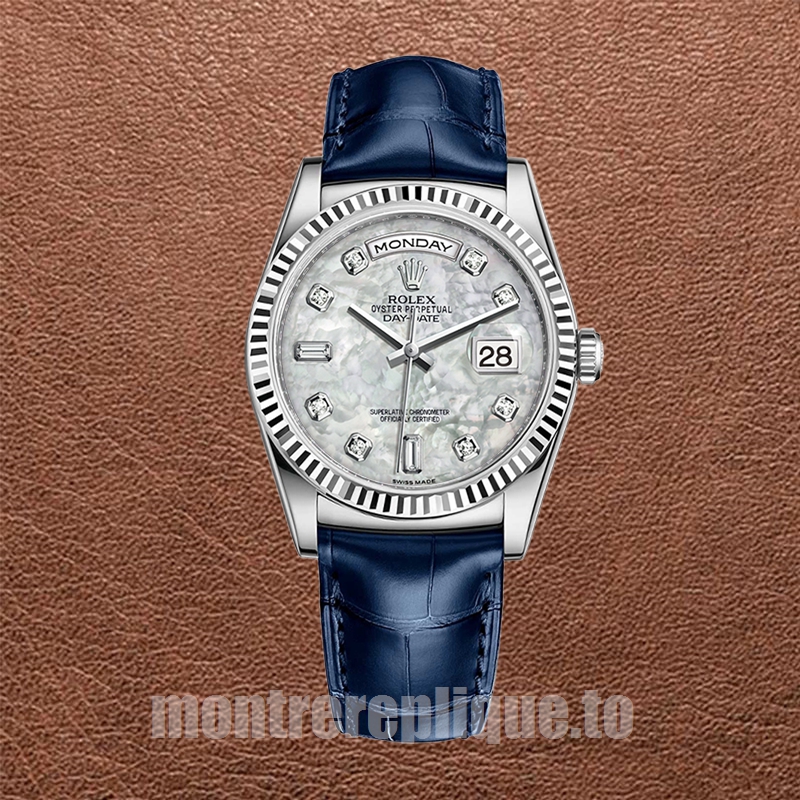 Rolex Day-Date Pour des hommes 36mm m118139-0090 Cadran en nacre Bracelet en cuir - Image 2