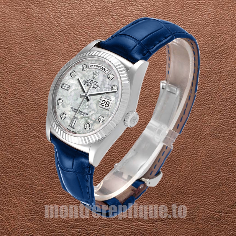 Rolex Day-Date Pour des hommes 36mm m118139-0090 Cadran en nacre Bracelet en cuir - Image 3