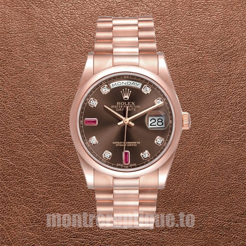 Rolex Day-Date Pour des hommes 36mm 118205 Regardez Cadran marron - Image 5