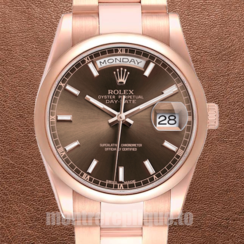 Rolex Day-Date 118205 Pour des hommes 36mm Cadran marron