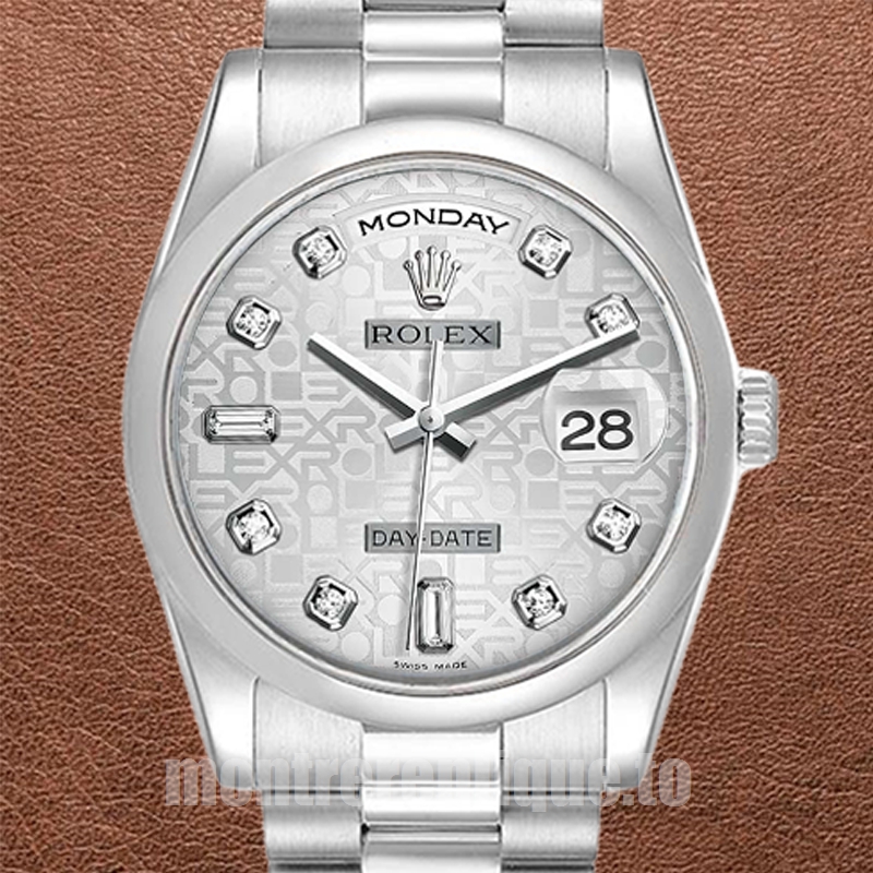 Rolex Day-Date 118206 Pour des hommes 36mm Cadran du jubilé d'argent Regardez