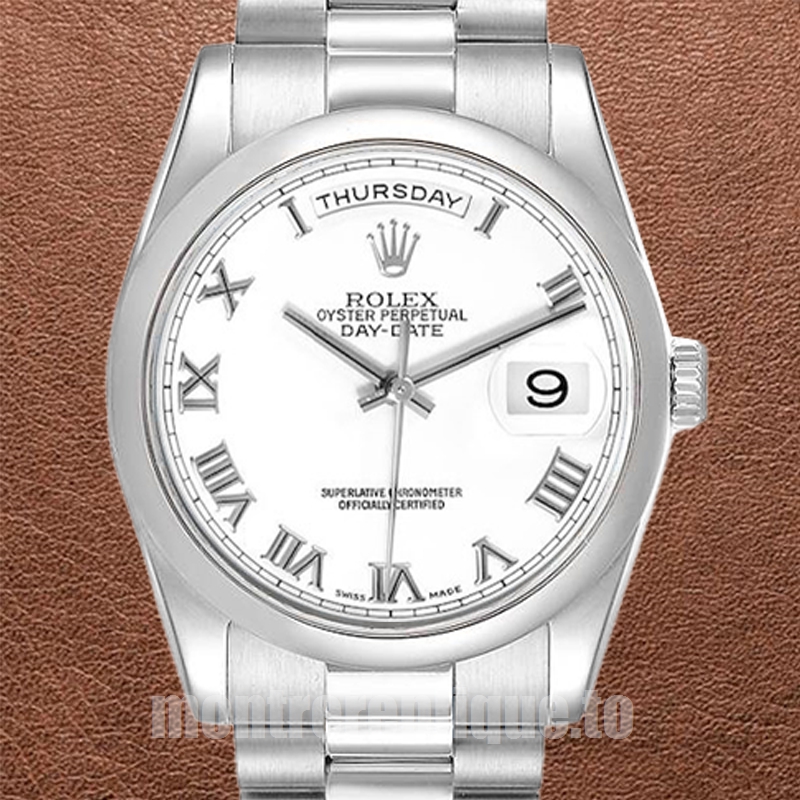 Rolex Day-Date 118206-0041 36mm Pour des hommes Cadran blanc Regardez