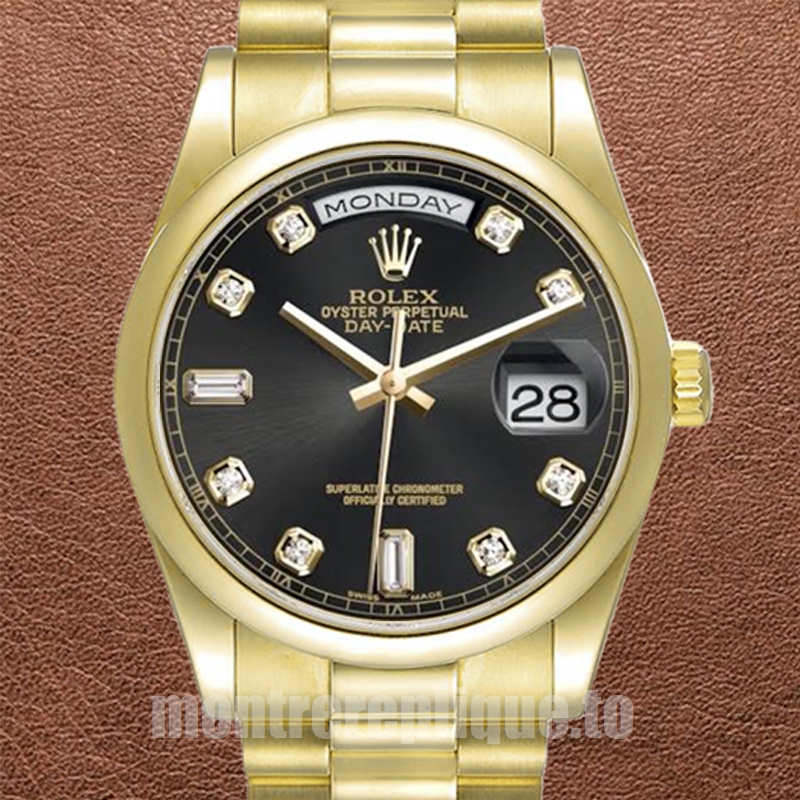 Rolex Day-Date Pour des hommes 36mm 118208-83208 Ton d'or Regardez
