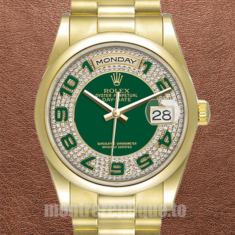 Rolex Day-Date 118208 Pour des hommes 36mm Cadran vert