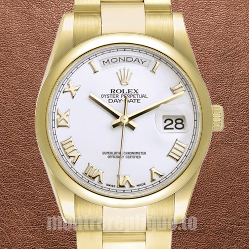 Rolex Day-Date 118208-73208 Pour des hommes 36mm Cadran blanc