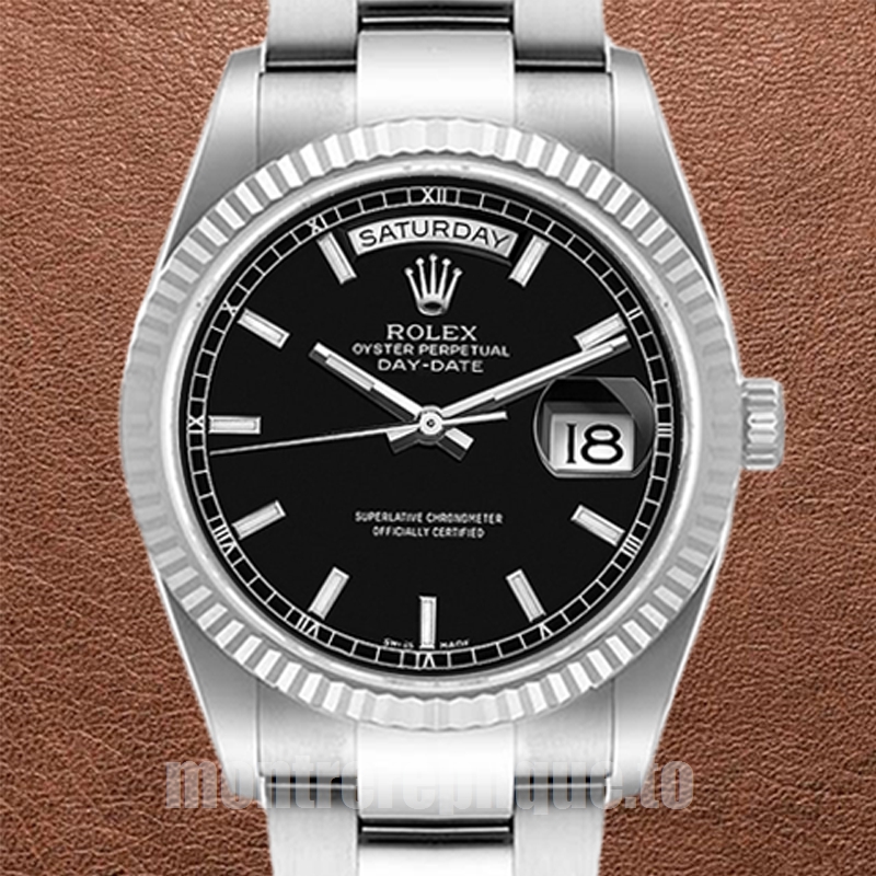 Rolex Day-Date 36mm Pour des hommes 118239 Argenté Cadran noir
