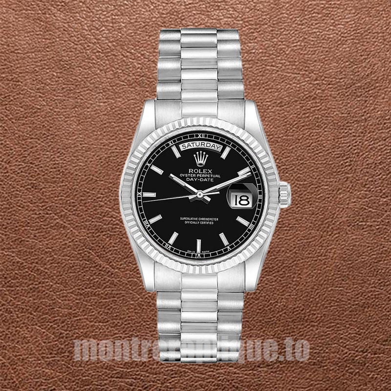 Rolex Day-Date 36mm Pour des hommes 118239 Argenté Cadran noir - Image 5
