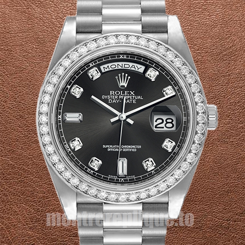Rolex Day-Date 36mm 118346 Pour des hommes Cadran noir