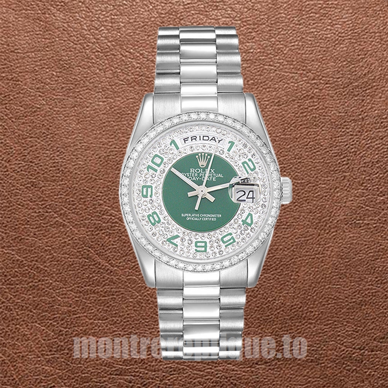 Rolex Day-Date 118346 36mm Pour des hommes Président Bracelet Cadran vert - Image 2