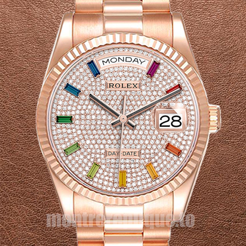 Rolex Day-Date 36mm Pour des hommes m128235-0039 Cadran pavé de diamants Regardez