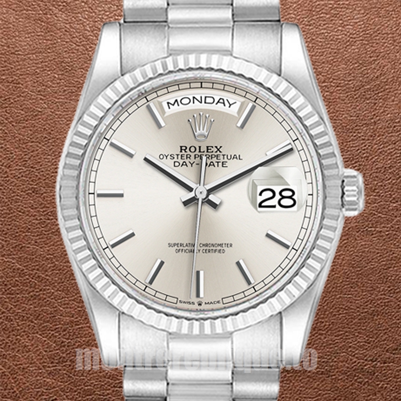 Rolex Day-Date 36mm m128239-0005 Pour des hommes Cadran gris Argenté