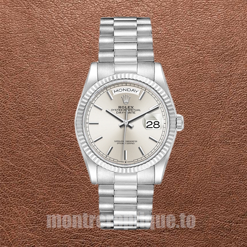 Rolex Day-Date 36mm m128239-0005 Pour des hommes Cadran gris Argenté - Image 2