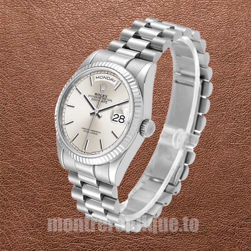 Rolex Day-Date 36mm m128239-0005 Pour des hommes Cadran gris Argenté - Image 3