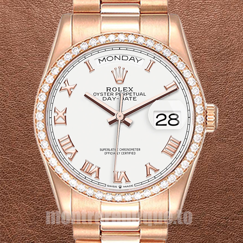 Rolex Day-Date Pour des hommes 36mm m128345rbr-0054 Cadran blanc Regardez