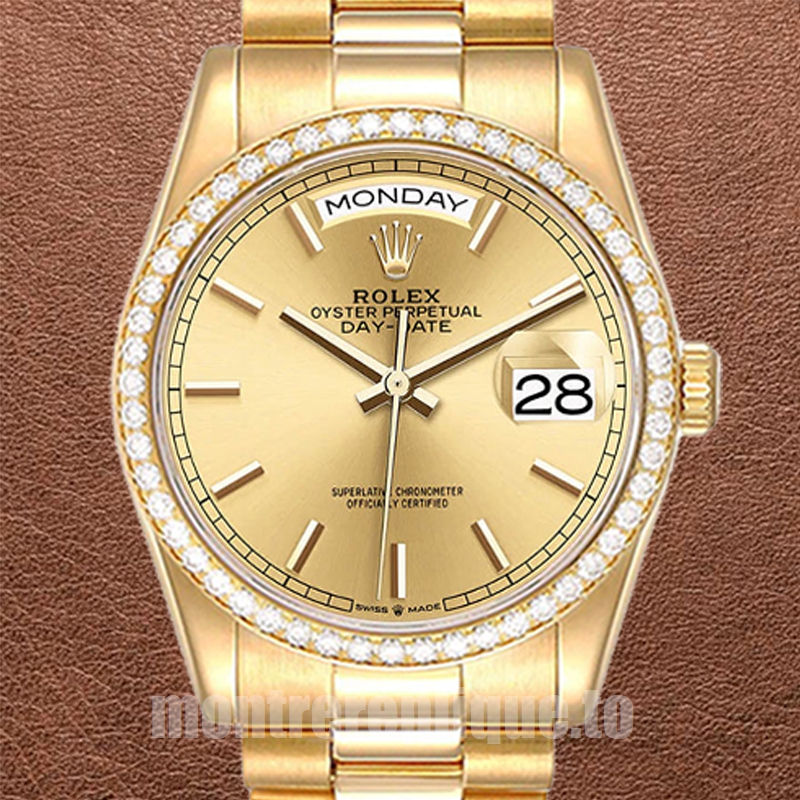 Rolex Day-Date 36mm Pour des hommes m128348rbr-0026 Cadran Champagne